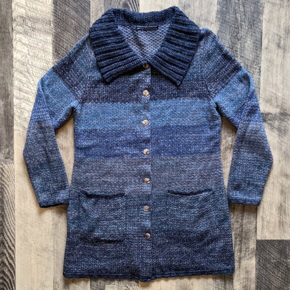 Peruvian Connection Cardigan Sweater Tunic Large Cotton Alpaca Wool - Picture 2 of 7